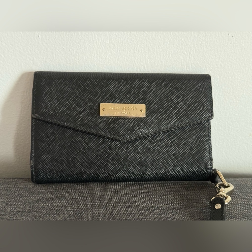 Kate Spade Black Leather‎ Wristlet